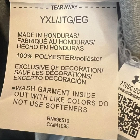 NWT UNDER ARMOUR Big Girl Big Purple/Pink Logo Gray Tee Shirt, Size X-Large - Picture 5 of 5